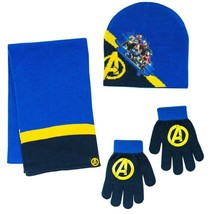 Winter Knit Hat Gloves Scarf 3 Piece Set Marvel Avengers Endgame Boys Kids NEW - £5.58 GBP