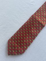 Pierre Balmain Men’s Silk Tie Red With Gold Horse Heads Equestrian  - $19.77