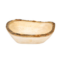 Handcrafted Mango Tree Wood with Bark Rim Kitchen Décor Oval-Shaped Serv... - £21.79 GBP