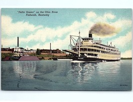 Postcard Kentucky Passenger Steam Boat Delta Queen  Ohio River Paducah, KY 1950 - £5.06 GBP