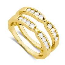 Solitaire Verstärker Künstlicher Diamant Ring Schutz Wickel Jacke Gelb Vergoldet - £143.73 GBP