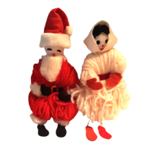 Very Vintage 1950s Mr and Mrs Santa Dolls Hand Made Yarn - £26.47 GBP