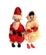 Very Vintage 1950s Mr and Mrs Santa Dolls Hand Made Yarn - £26.47 GBP