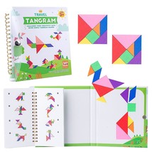 Travel Tangram Puzzle With 2 Set Magnetic Plate- Montessori Shape Patter... - $24.37