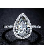 3.45Ct Pear Cut Diamond White Solid 925 Sterling Silver Halo Engagement ... - $102.00