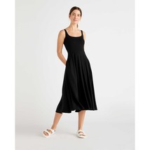 Quince Womens Tencel Jersey Fit &amp; Flare Dress Pockets Stretch Black M - $33.72