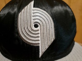 Vintage New Era Fits Portland TrailBlazers Black/Gray Satin NBA Snapback Hat cap - £36.39 GBP