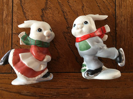 Homco Skating Bunny figurines #5305 and #5306 - £7.58 GBP