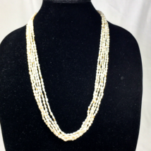 Freshwater Seed Pearl Multi Strand Necklace with 14K Gold Clasp &amp; Beads 27&quot; - £98.34 GBP