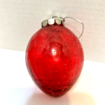 Vintage Red Crackled Heavy Glass Tear Drop Christmas Kugel Style Ornament 4 inch - £14.78 GBP