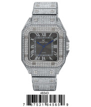 Silver/Black 54mm-montres-carlo-iced-out-metal-band-watch-4834 - $48.00