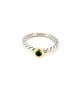 David Yurman Emerald Ring Size 7, 18k Gold &amp; Sterling Silver Estate DY610 - $485.10