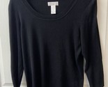 Worthington Woman Sweater Size 1x Black Round Neck Ribber 3/4 Sleeve Car... - $12.55