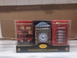 New English Tea Mini Tin Trio, London Icons Big Ben Phone Booth Bus, Gif... - $24.75