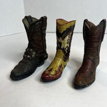 Miniature Resin Cowboy Boot Handpainted Lot of 3 - £7.09 GBP