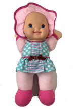 Babys First Baby Doll Vinyl Face Laughs Giggles Soft Cloth Plush Stuffed 2 Teeth - £10.16 GBP