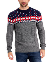 Club Room Men&#39;s Fair Isle Sweater in Navy Blue Combo-Large - £16.91 GBP