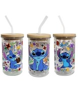 Disney Stitch Cartoon Glass Tumbler Cup 16 oz UV DTF Blue Design Glass S... - £13.94 GBP
