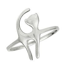 Solid 925 Sterling Silver Cat Ring Womens Pussycat Kitty Tiddles Feline Band - £12.17 GBP