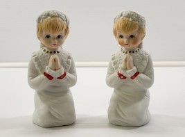 N) Vintage Set of 2 Ceramic Kneeling Praying Girl Figurines - £7.90 GBP