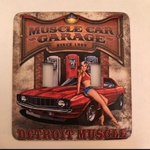 Muscle Car Garage Metal Light Switch Cover Cars Double Toggle - £7.43 GBP