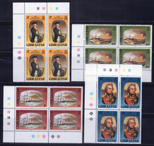 ZAYIX Gibraltar 394-397 MNH Block Ships Lord Horatio Nelson Paintings 042523S87 - $5.95