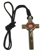 1 Holy Spirit Dove Pendant Necklace Wood Cross Crucifix on Cord Confirma... - $12.75