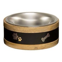 Loving Pets Black Label Wooden Ring Dog Bowl &amp; Holder 1ea/2 qt - £30.03 GBP