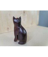 Vintage Carved Wood Kiitty Cat Figurine 2 5/8 Inches Africa? Indonesia? - $11.88