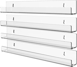 Cq Acrylic 4 Pack Acrylic Clear Floating Bookshelf For Kids Room, 15&quot;, Clear. - $31.96