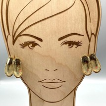Vintage Drama Mama Brutalist Earrings, Gold Tone Hammered Double Taffy Pull - £30.16 GBP