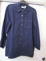Elisabeth Liz Claiborne Shirt Top Blouse Jacket L/S Blue Women&#39;s Size 20 - £18.57 GBP