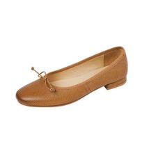 Ballet Flats With Bowtie Low Heel Basic Flats Spring Walk Shoes Woman Soft Cowhi - £97.16 GBP