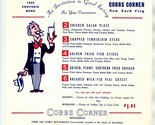 Cobbs Corner Souvenir Menu Heart of Manhattan in New York City 1950&#39;s - $64.38