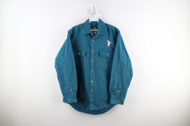 Vintage 90s Cabelas Mens Medium Faded Duck Canvas Collared Button Shirt Blue - £38.79 GBP