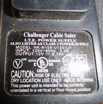 CHALLENGER CABLE LTE POWER ADAPTER INPUT 120V 60Hz 0.3A OUTPUT 12V 0.75A... - $16.19