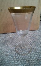 VTG Tiffin? Gold Rimmed Edged Glass Goblet Fluted Wine Champange Wedding - £39.46 GBP