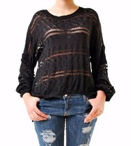 For Love &amp; Lemons Knitz Womens Top Joni Knit Long Sleeve Stylish Black Size S - £41.86 GBP