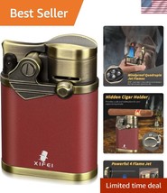 Refillable Butane Lighter with Cigar Holder: Elegant Desktop Accessory f... - $42.00