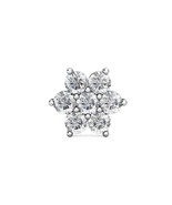 14K Solid White Gold 0.30Ct Simulated Diamond Flower Nose Bone Stud - £26.31 GBP