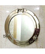 20&quot; Nickel Plated Canal Boat Porthole-Window Ship Round Mirror Wall Deco... - £105.86 GBP
