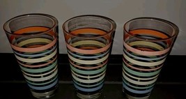 3 LIBBEY FIESTA MAMBO 16 OUNCE GLASSES PASTEL STRIPE - $281.56 MXN