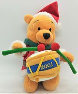 Winnie the Pooh by Disney Store Christmas Santa Drummer Plush Doll  2001... - $4.95