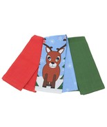 Reindeer Kitchen Towels Set 3 Green and Red - $201.72 MXN
