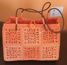 NWOT Naf Naf Orange 100% Paper Raffia Purse SZ Small  - $44.55 NWOT Naf Naf Orange 100% Paper Raffia Purse SZ Small  - $44.55