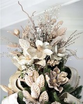 METALLIC MAGNOLIA BOUQUET CHRISTMAS TREE TOPPER DECOR HANDCRAFTED (25”x1... - £170.13 GBP