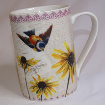 222 Fifth Summerville Coffee Cup Sparrow Butterfly Mug 12 oz Colorful Te... - £6.74 GBP