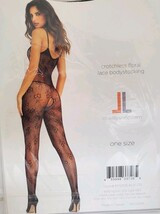 Lovelife (One Size) Floral Lace Crotchless Bodystocking Black  image 3