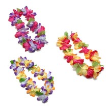 Amazing Hawaiian Faux Flower Leis, luau /Tiki Party Decor, Tropical Beach Surfer - £12.85 GBP