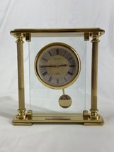 Linden Quartz Desk Shelf Mantel Pendulum Clock - Brass and Glass &quot;works&quot; 90&#39;s - £26.15 GBP